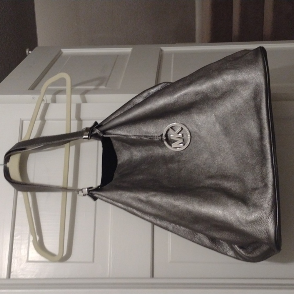 Michael Kors pewter hobo bag
